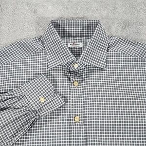 Kiton Shirt Mens 16.5 42 Gray Gingham Check Long Sleeve Dress 100% Cotton Italy